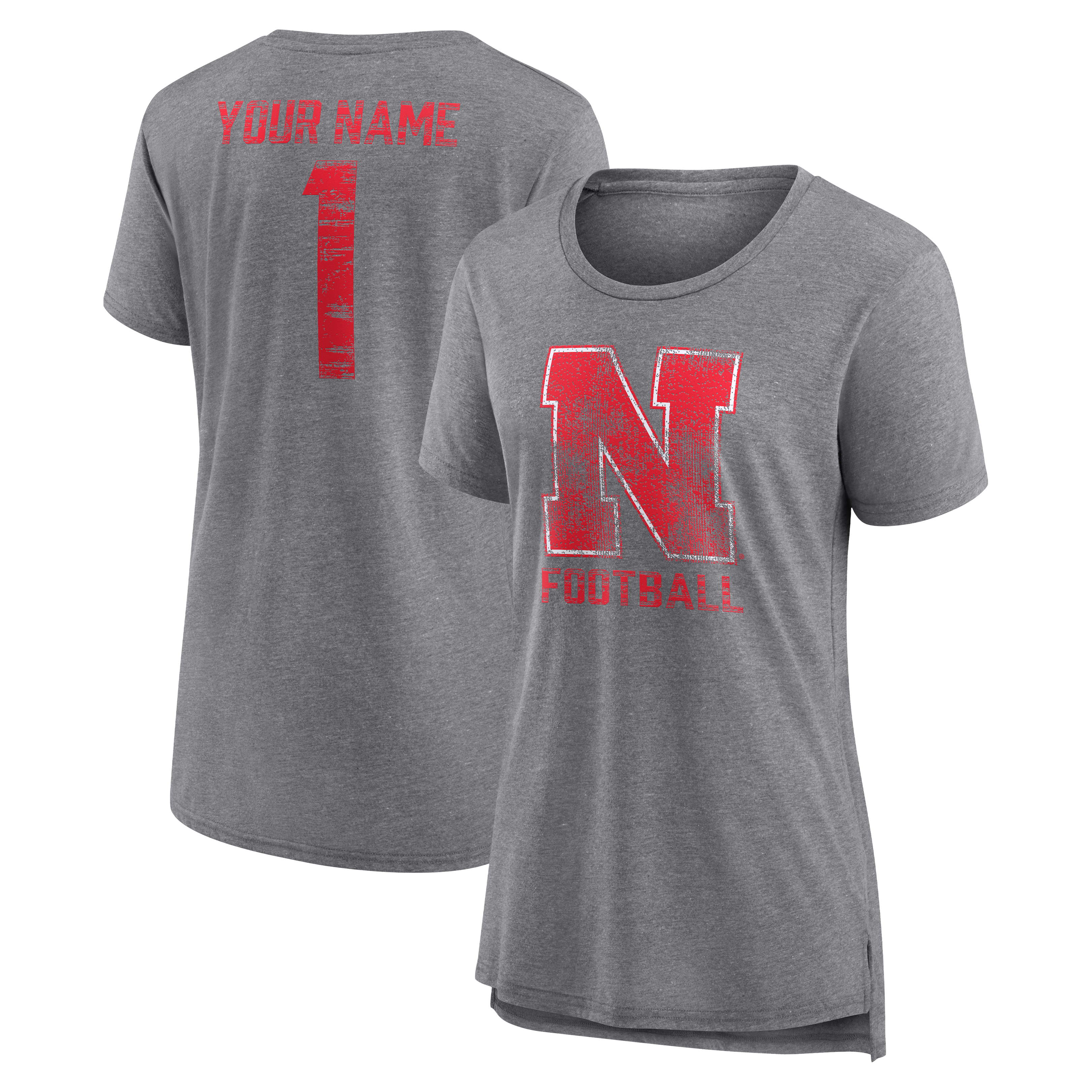 Women's Gray Nebraska Huskers Personalized Heritage Any Name Tri-Blend T-Shirt