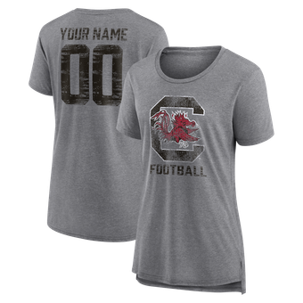 Women's Gray South Carolina Gamecocks Personalized Heritage Any Name & Number Tri-Blend T-Shirt