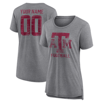 Women's Gray Texas A&M Aggies Personalized Heritage Any Name & Number Tri-Blend T-Shirt