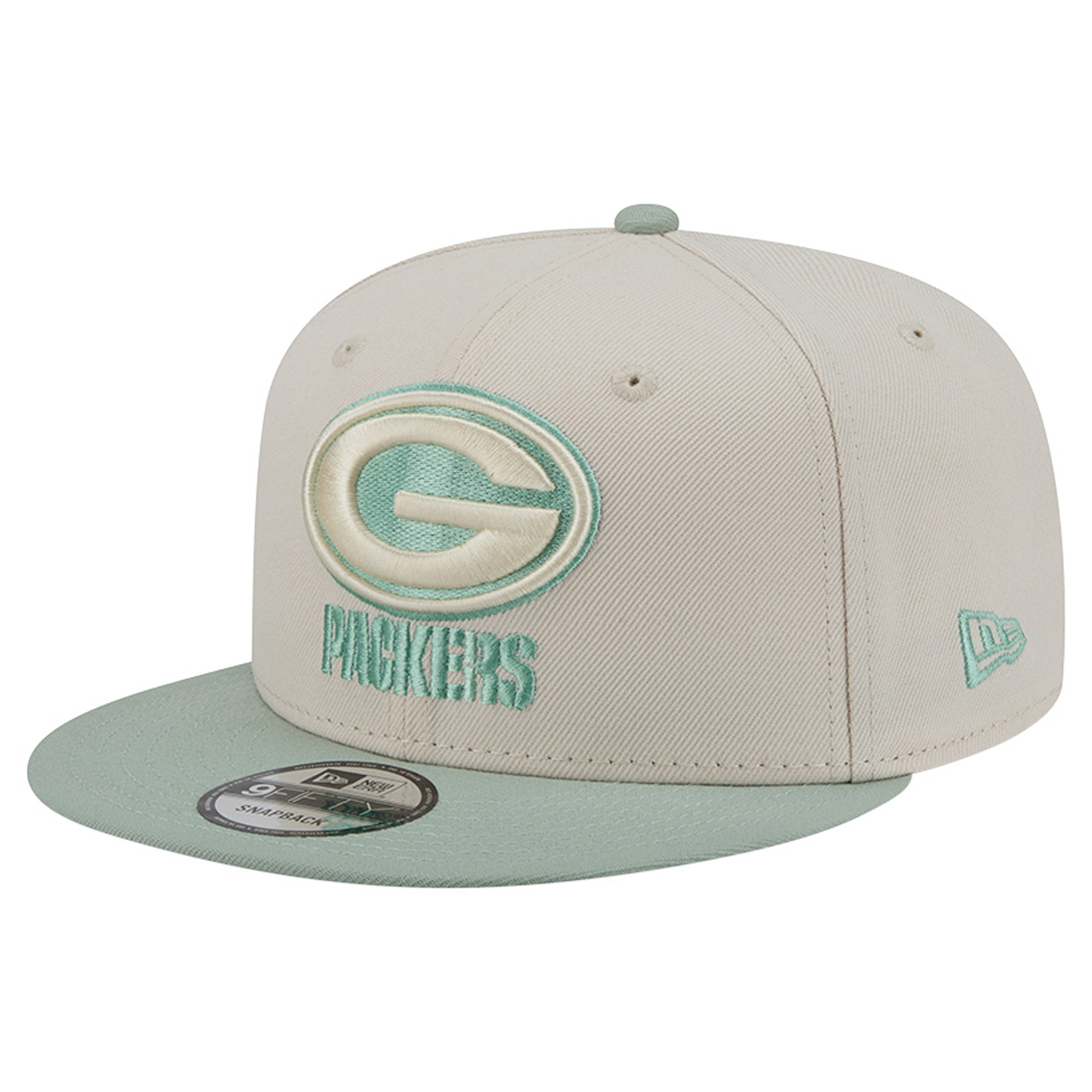 Men's New Era Cream/Light Green Green Bay Packers Color Pack Two-Tone 9FIFTY Snapback Hat
