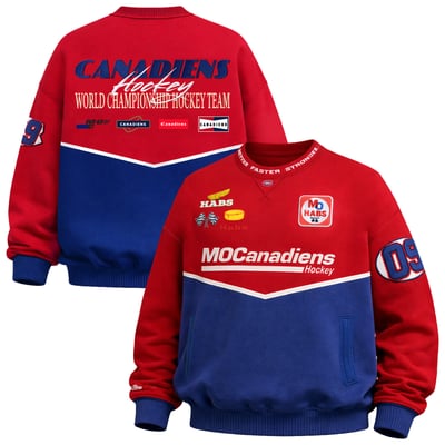 Men's Mitchell & Ness  Red/Navy Montreal Canadiens F1 Stable Sweatshirt