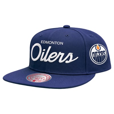 Men's Mitchell & Ness  Navy Edmonton Oilers Head Coach OG Snapback Hat