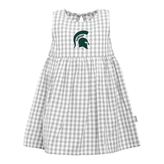 Girls Infant Garb  Gray Michigan State Spartans Loren Gingham Dress