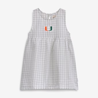 Girls Infant Garb  Gray Miami Hurricanes Loren Gingham Dress