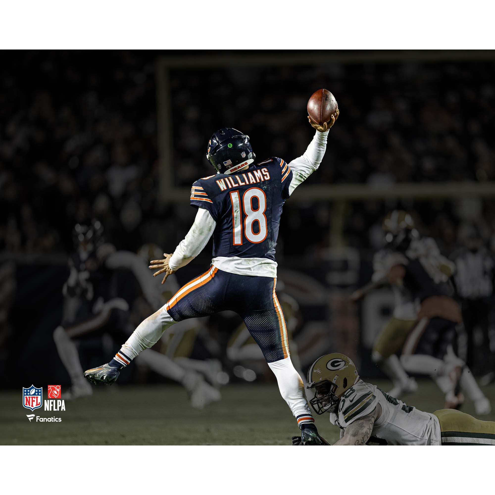 Caleb Williams Chicago Bears Unsigned 2025 NFC Wild Card Round 4th Down Pass Spotlight Photograph Caleb Williams Chicago Bears Unsigned 2025 NFC Wild Card Round 4th Down Pass Spotlight Photograph