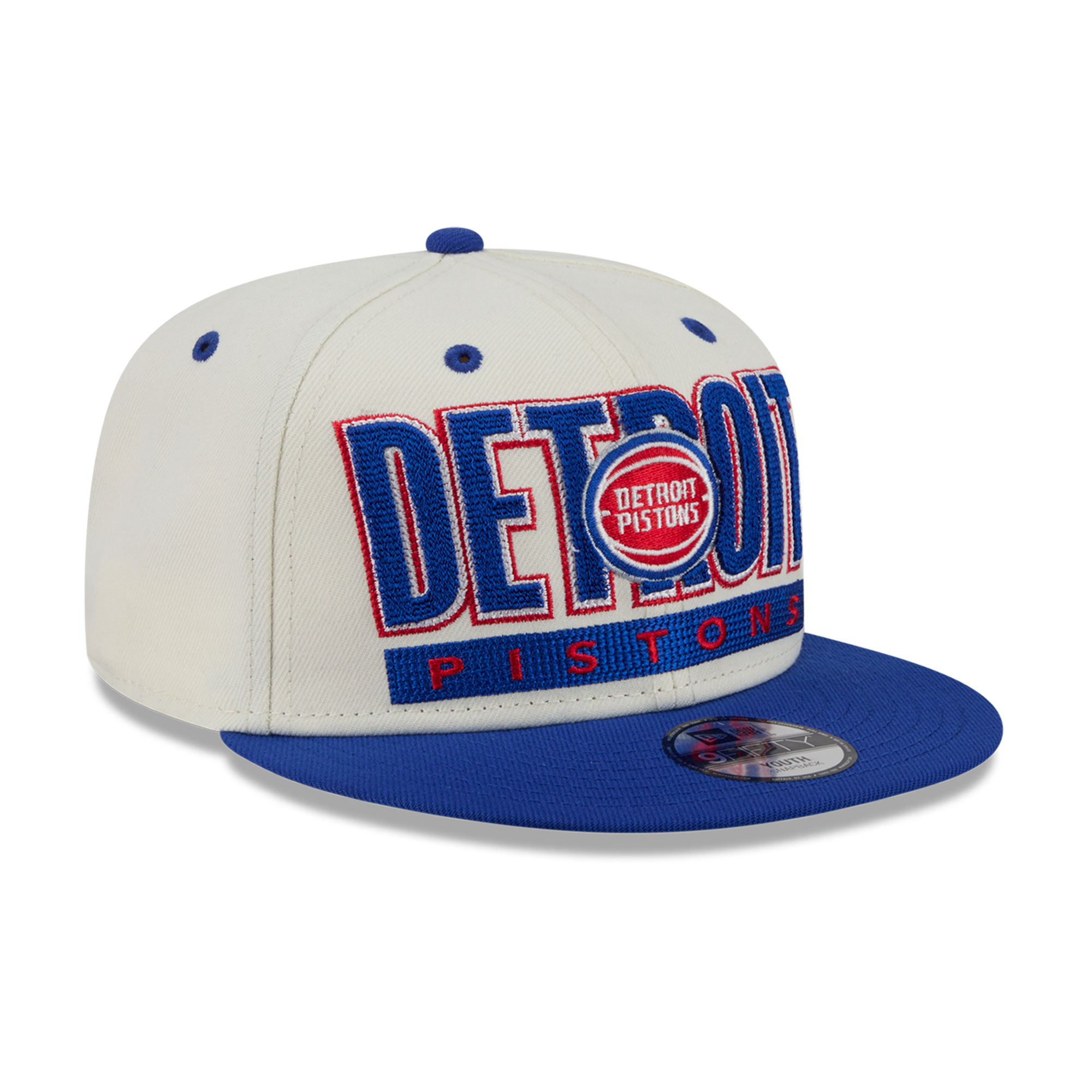 Youth New Era Cream/Blue Detroit Pistons Classic 9FIFTY Snapback Hat