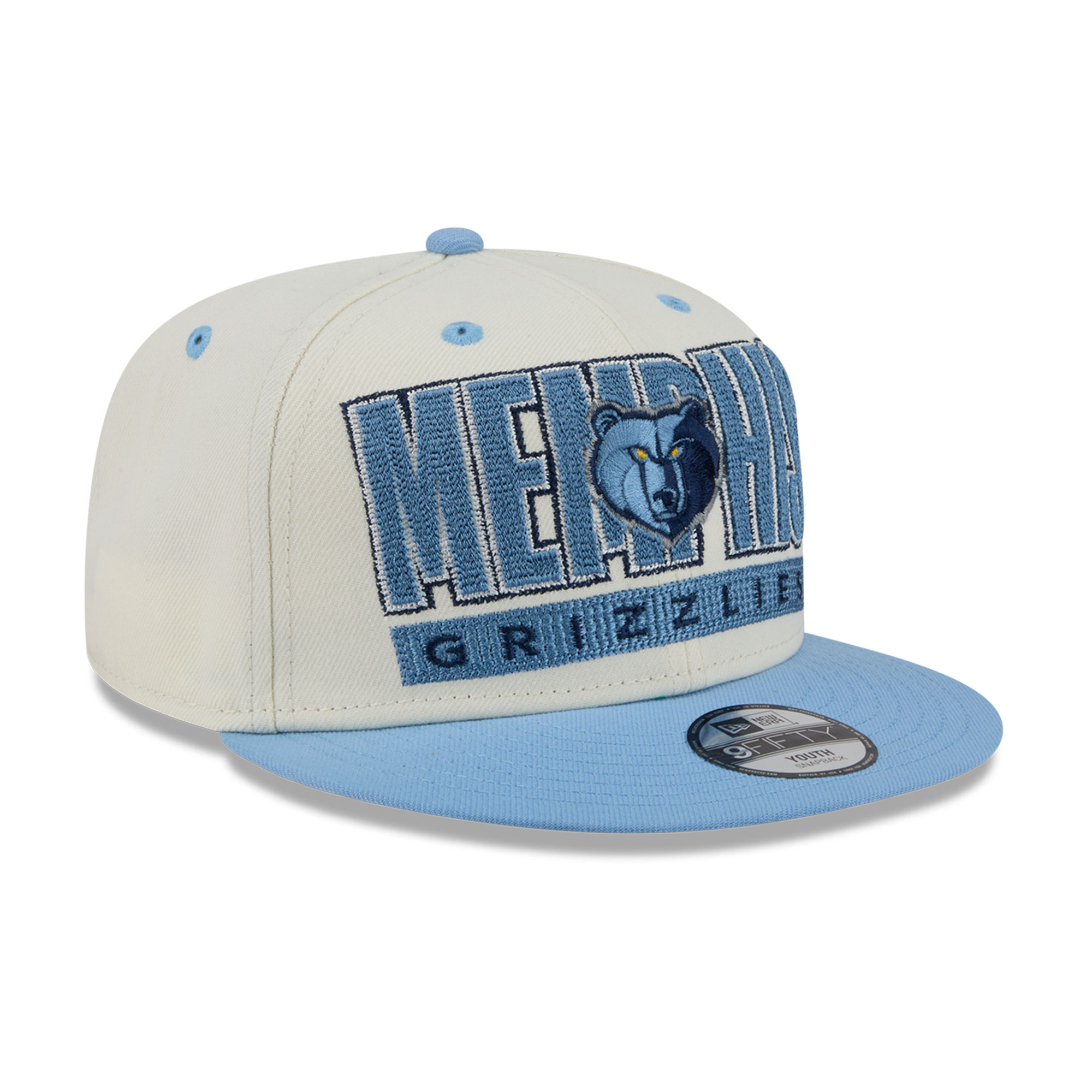 Youth New Era Cream/Light Blue Memphis Grizzlies Classic 9FIFTY Snapback Hat
