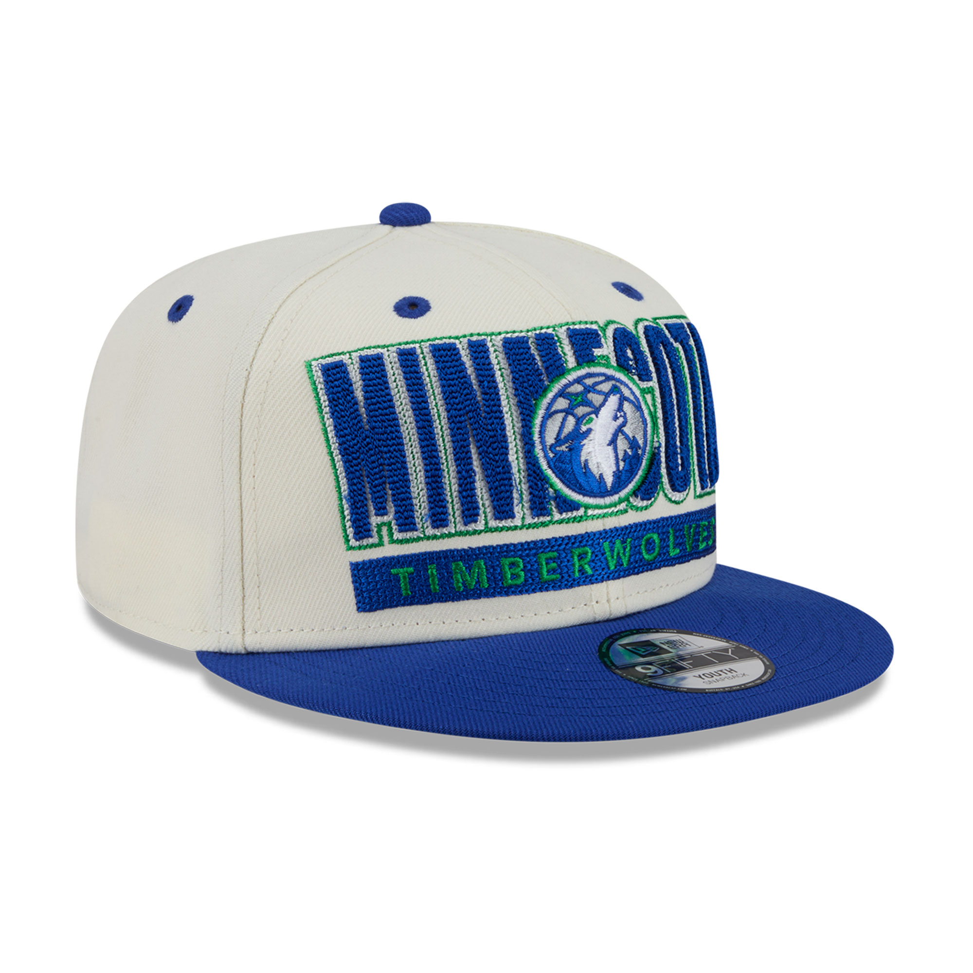 Youth New Era Cream/Blue Minnesota Timberwolves Classic 9FIFTY Snapback Hat