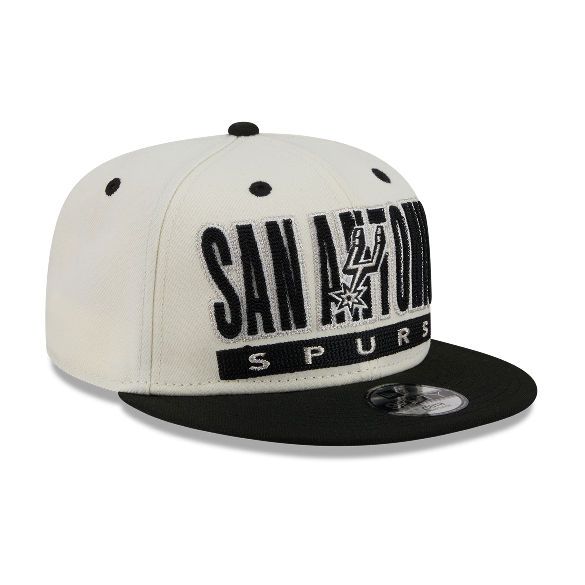 Youth New Era Cream/Black San Antonio Spurs Classic 9FIFTY Snapback Hat