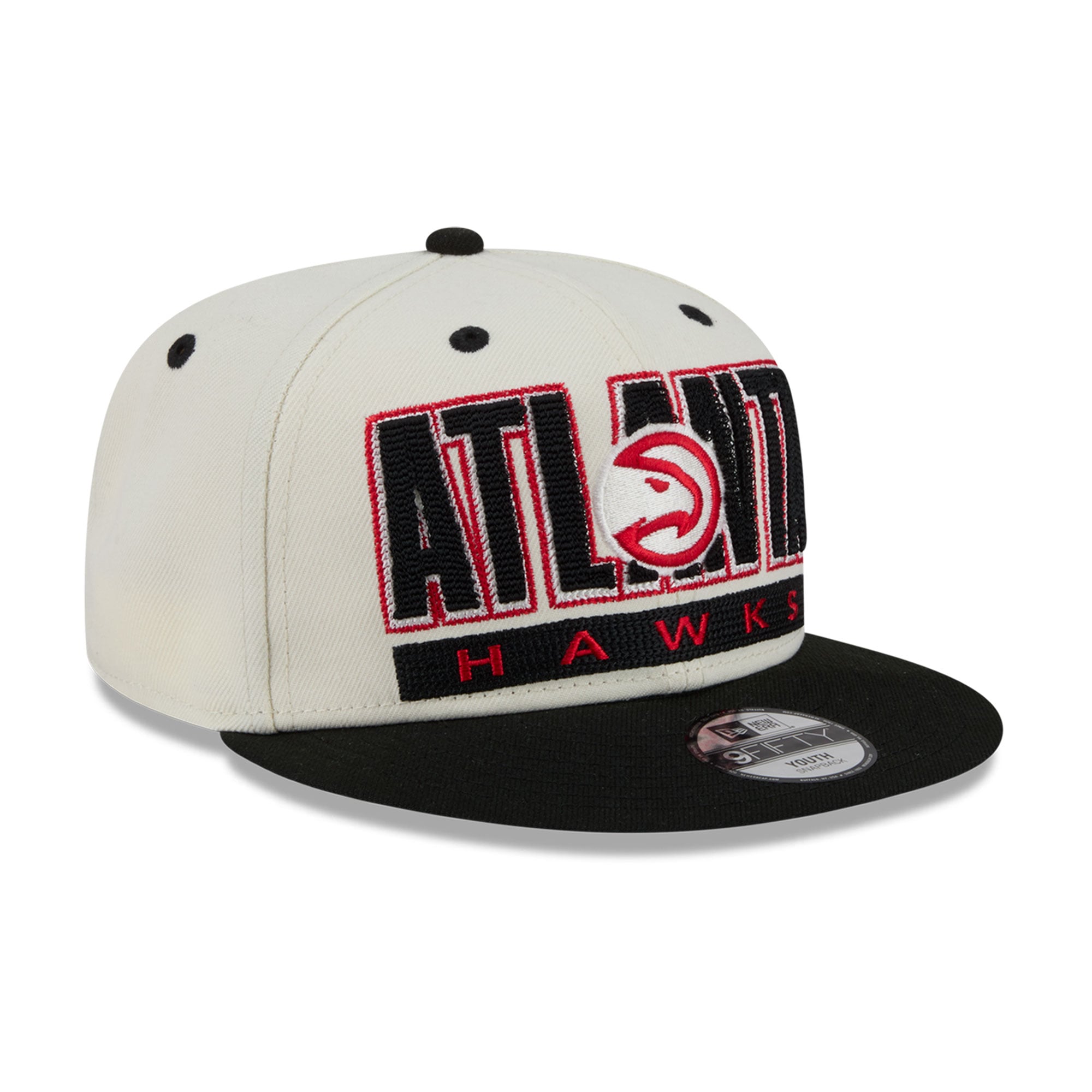 Youth New Era Cream/Black Atlanta Hawks Classic 9FIFTY Snapback Hat