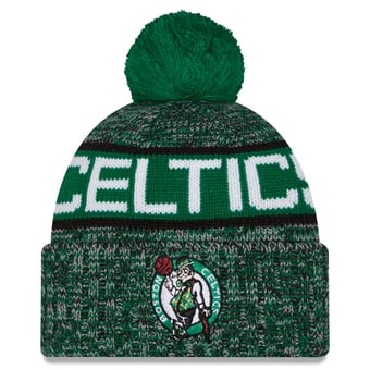 Youth New Era Kelly Green Boston Celtics Tri-Color Cuffed Knit Hat with Pom