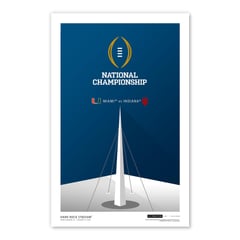 Indiana Hoosiers vs. Miami Hurricanes College Football Playoff 2025 National Championship Matchup 11" x 17" Minimalist Poster Print