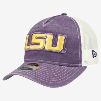 Youth New Era Purple LSU Tigers 9FORTY A-Frame M-Crown Retro Adjustable Trucker Hat