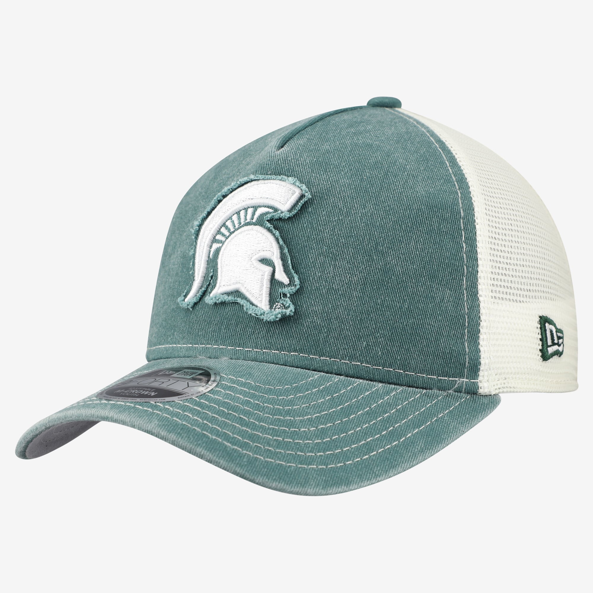 Youth New Era Green Michigan State Spartans Retro A-Frame M-Crown Adjustable Trucker Hat