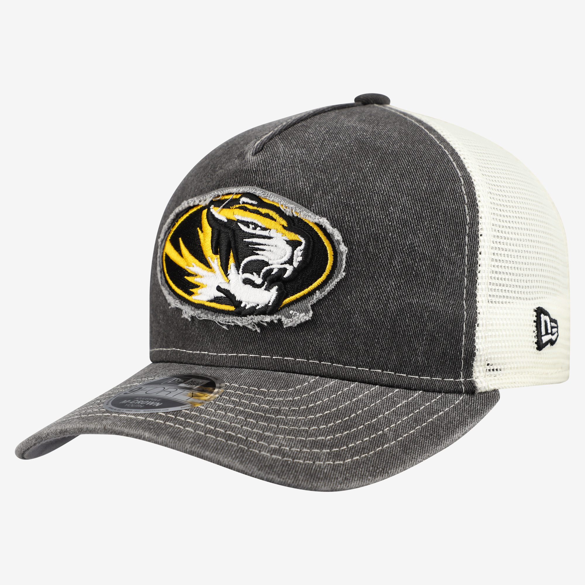 Youth New Era Black Missouri Tigers Retro A-Frame M-Crown Adjustable Trucker Hat