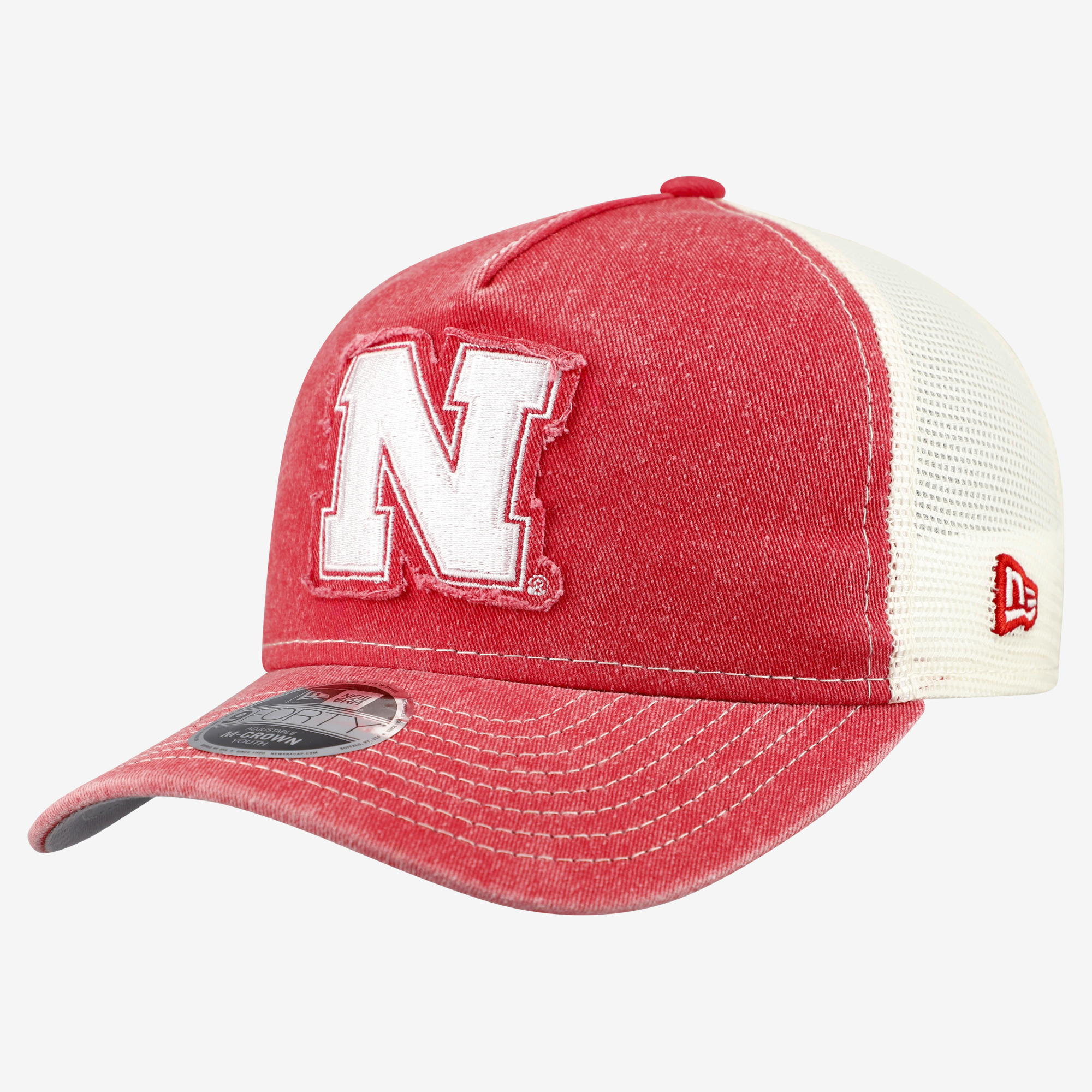 Youth New Era Scarlet Nebraska Huskers Retro A-Frame M-Crown Adjustable Trucker Hat