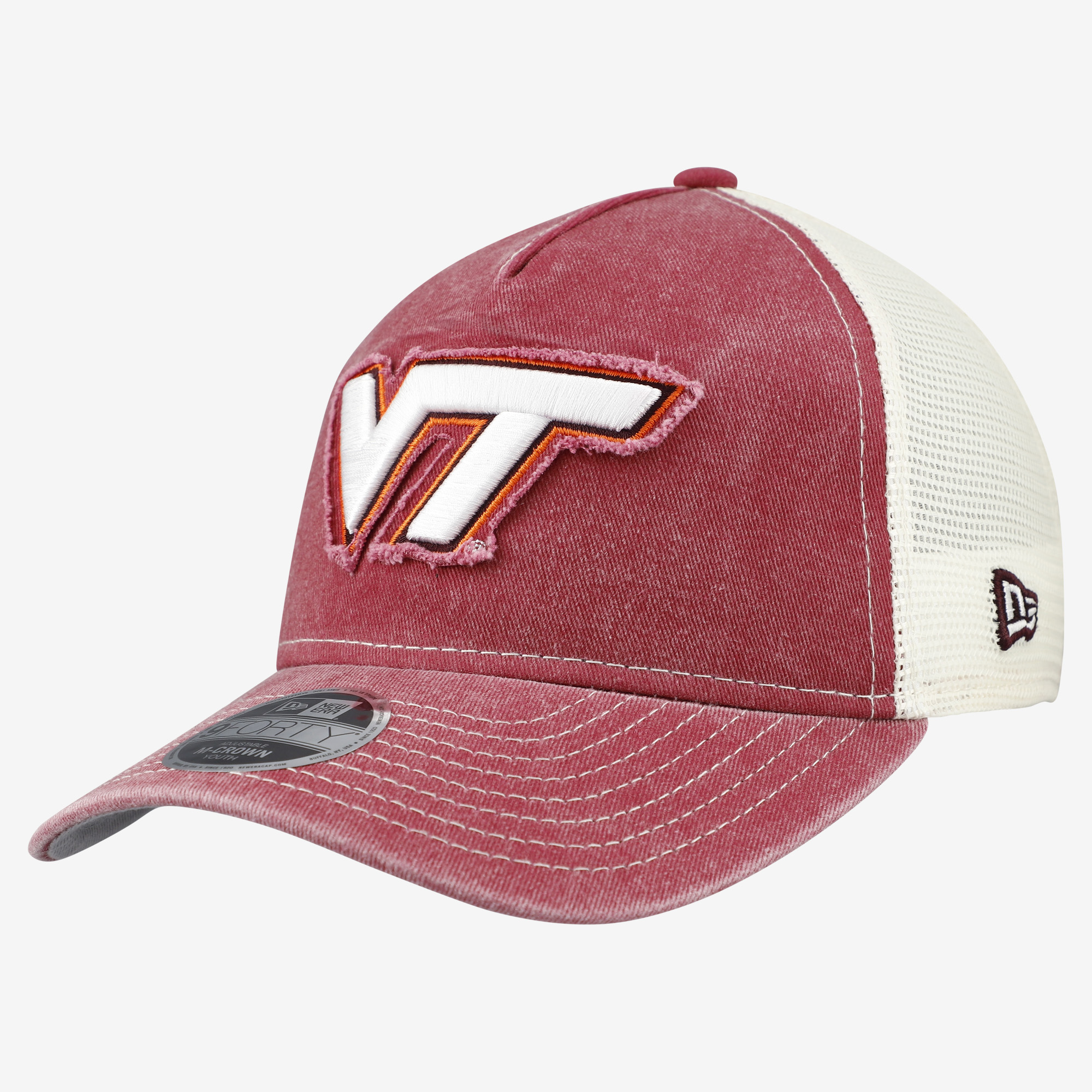 Youth New Era Maroon Virginia Tech Hokies 9Forty A-Frame M-Crown Retro Adjustable Trucker Hat