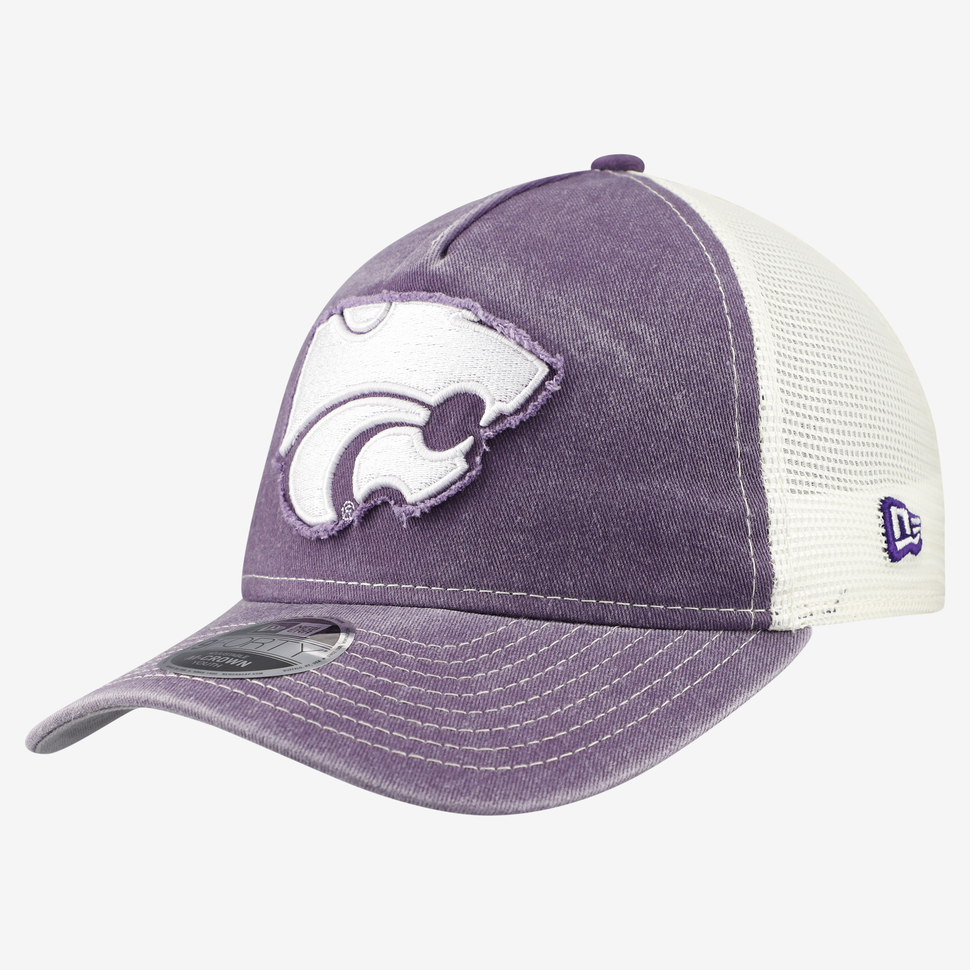 Youth New Era Purple Kansas State Wildcats 9Forty A-Frame M-Crown Retro Adjustable Trucker Hat