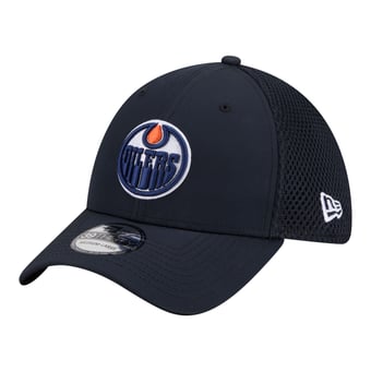 Men's New Era  Navy Edmonton Oilers Logo 39THIRTY Flex Hat
