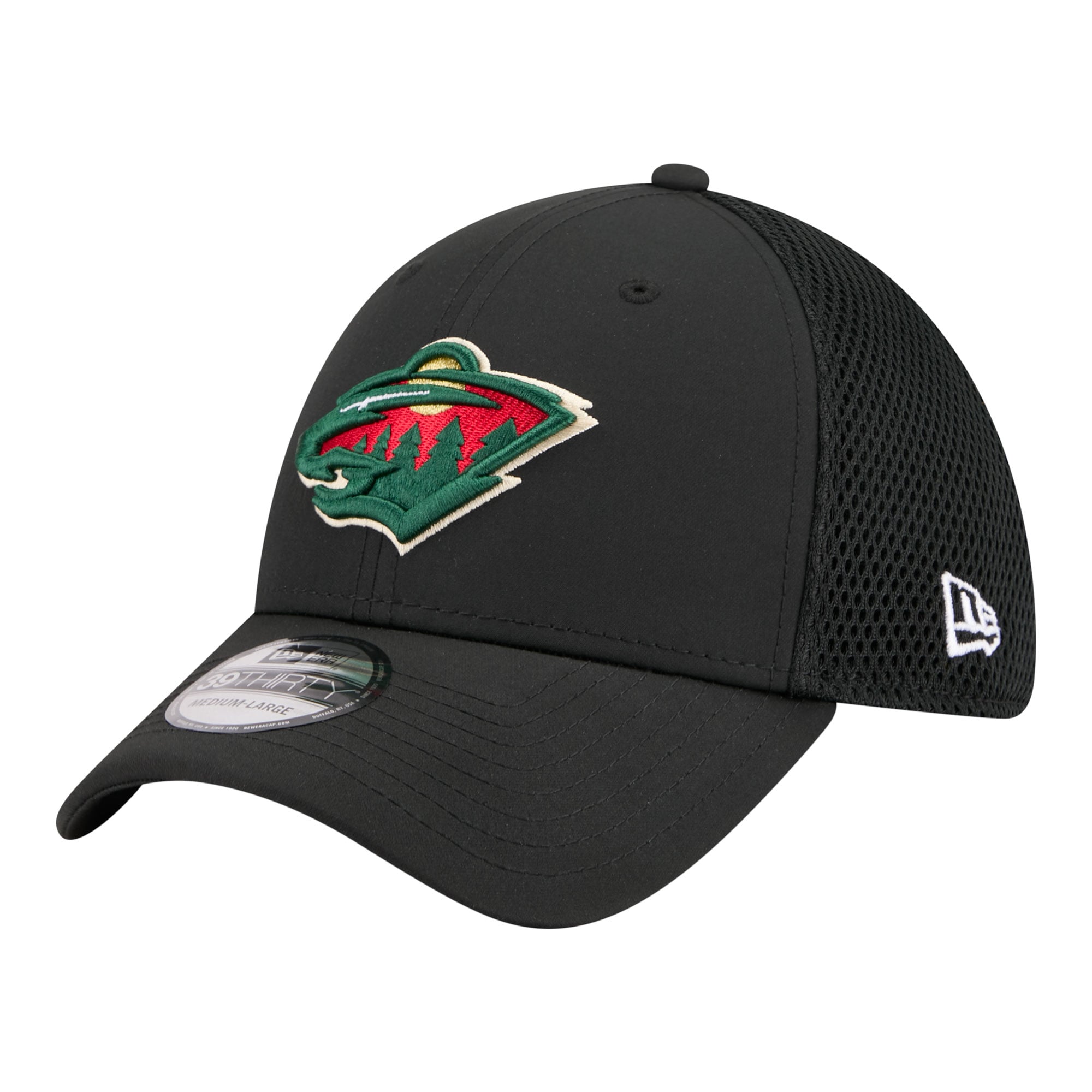 Men's New Era Black Minnesota Wild Logo 39THIRTY Flex Hat