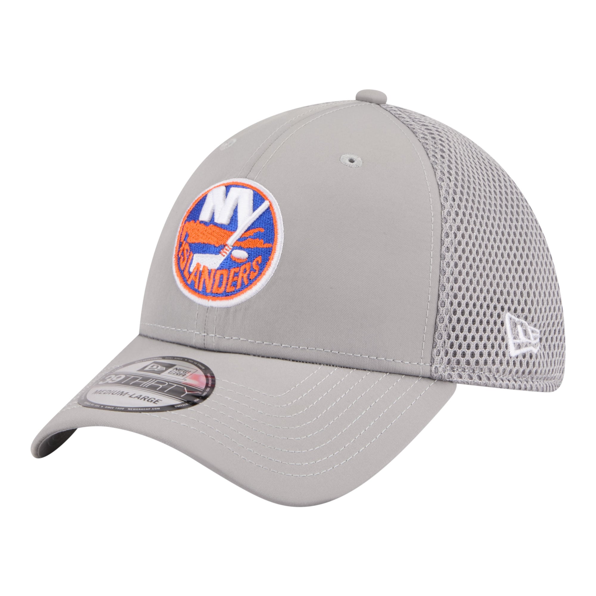 Men's New Era Gray New York Islanders Logo 39THIRTY Flex Hat