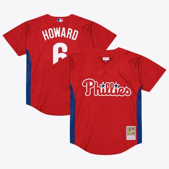 Men's Mitchell & Ness Ryan Howard Red Philadelphia Phillies Big & Tall Cooperstown Mesh Batting Practice Jersey