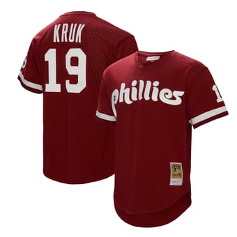 Men's Mitchell & Ness John Kruk Burgundy Philadelphia Phillies Big & Tall Cooperstown Collection Mesh Batting Practice Jersey