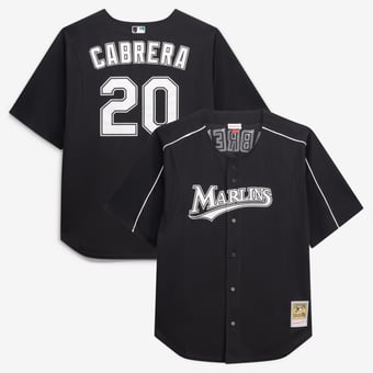 Men's Mitchell & Ness Miguel Cabrera Black Miami Marlins Big & Tall Cooperstown Mesh Batting Practice Jersey