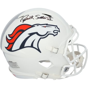 Patrick Surtain II Denver Broncos Autographed Riddell 2024 White Alternate Speed Authentic Helmet