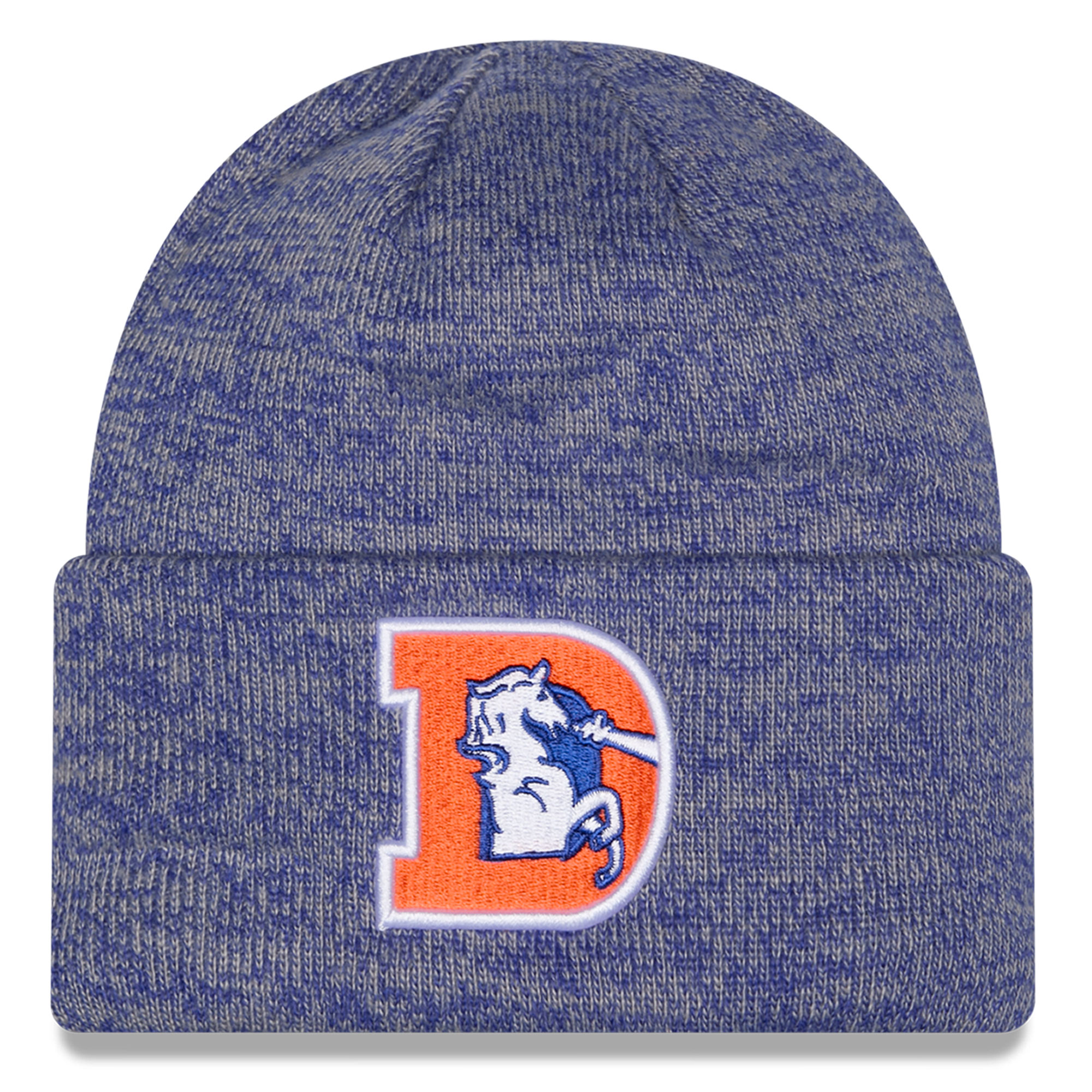 Youth New Era Royal Denver Broncos Throwback Marled Cuffed Knit Hat