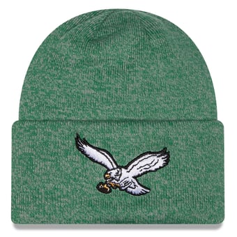 Youth New Era Kelly Green Philadelphia Eagles Throwback Marled Cuffed Knit Hat