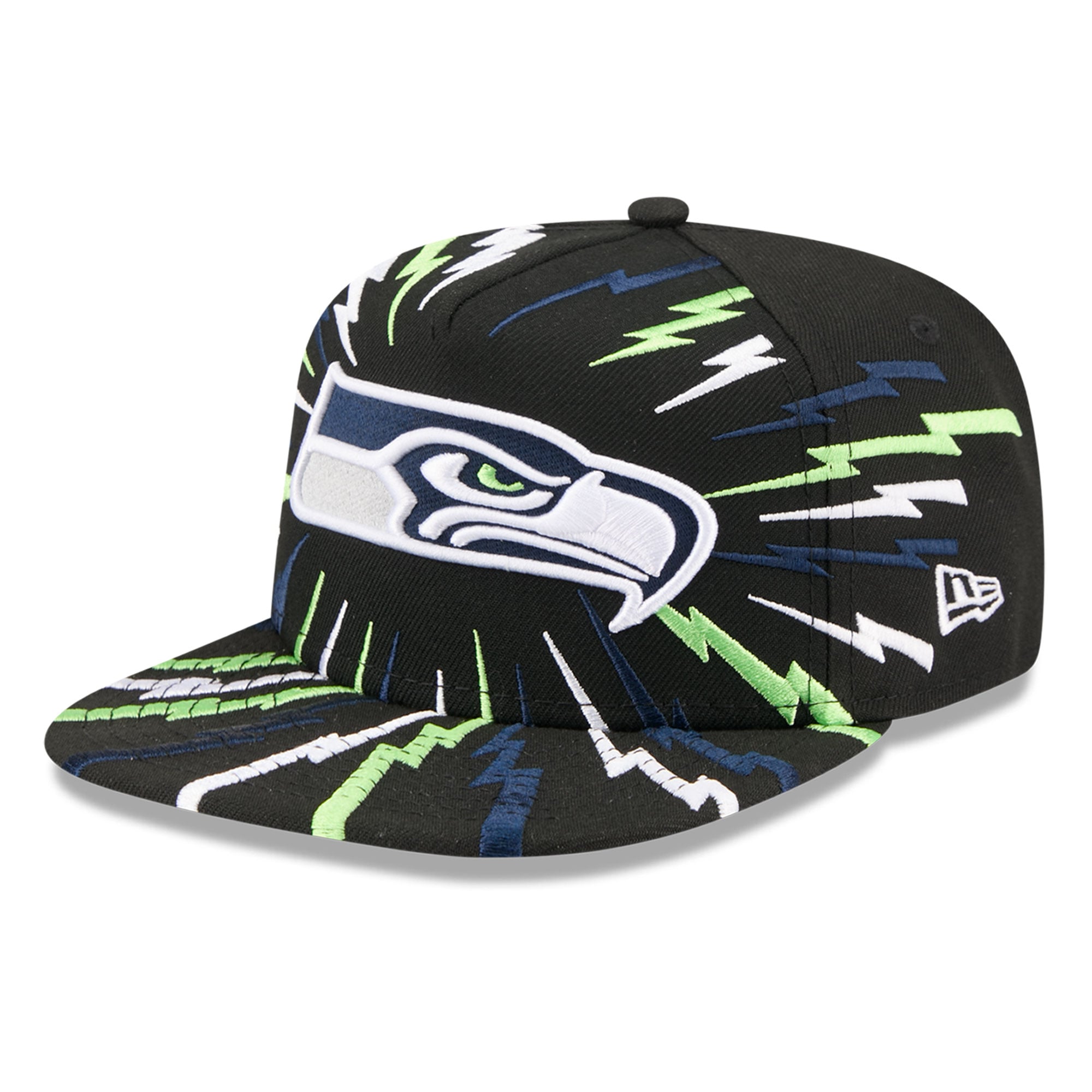 Youth New Era Black Seattle Seahawks Bolt A-Frame 9FIFTY Snapback Hat