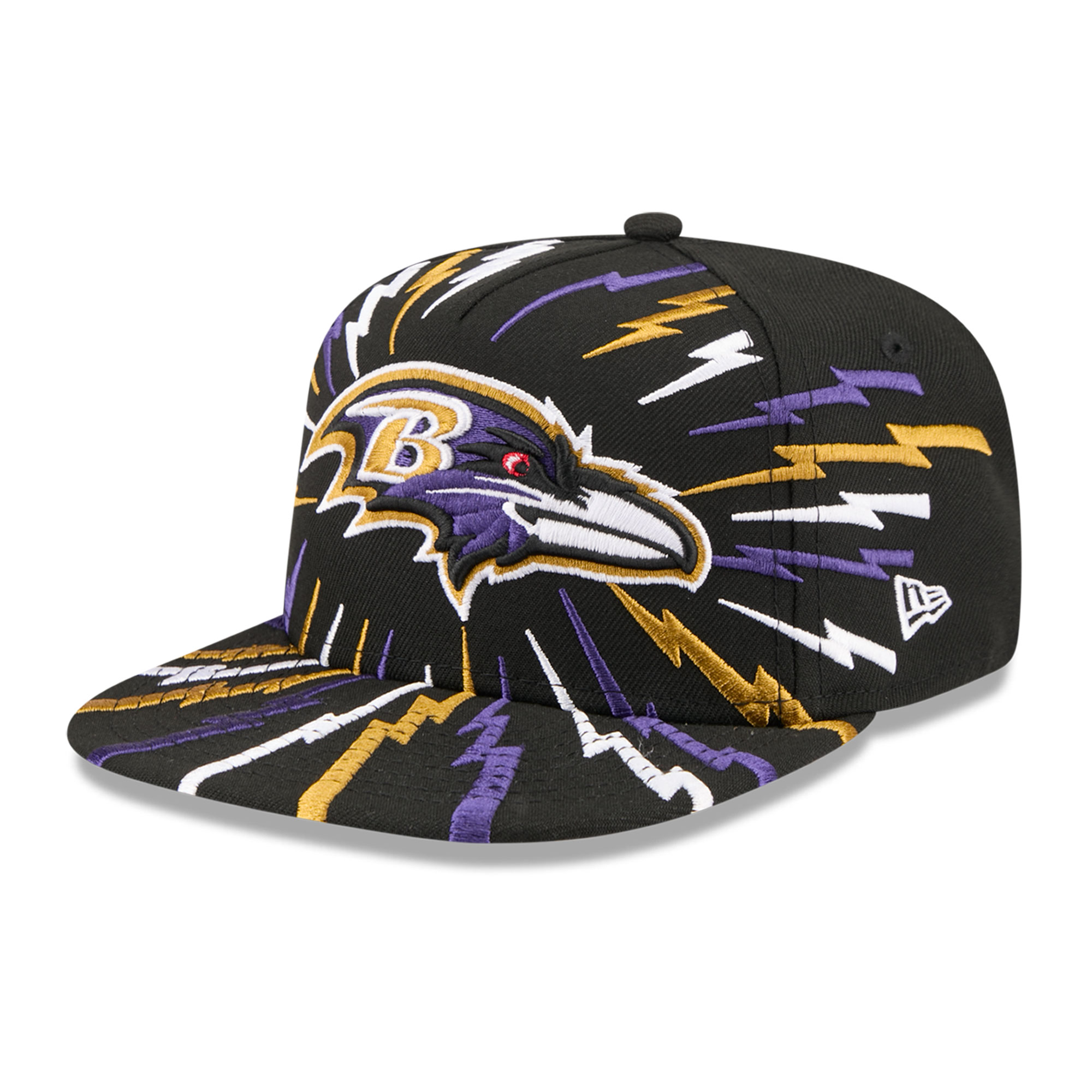 Youth New Era Black Baltimore Ravens Bolt 9FIFTY A-Frame Snapback Hat