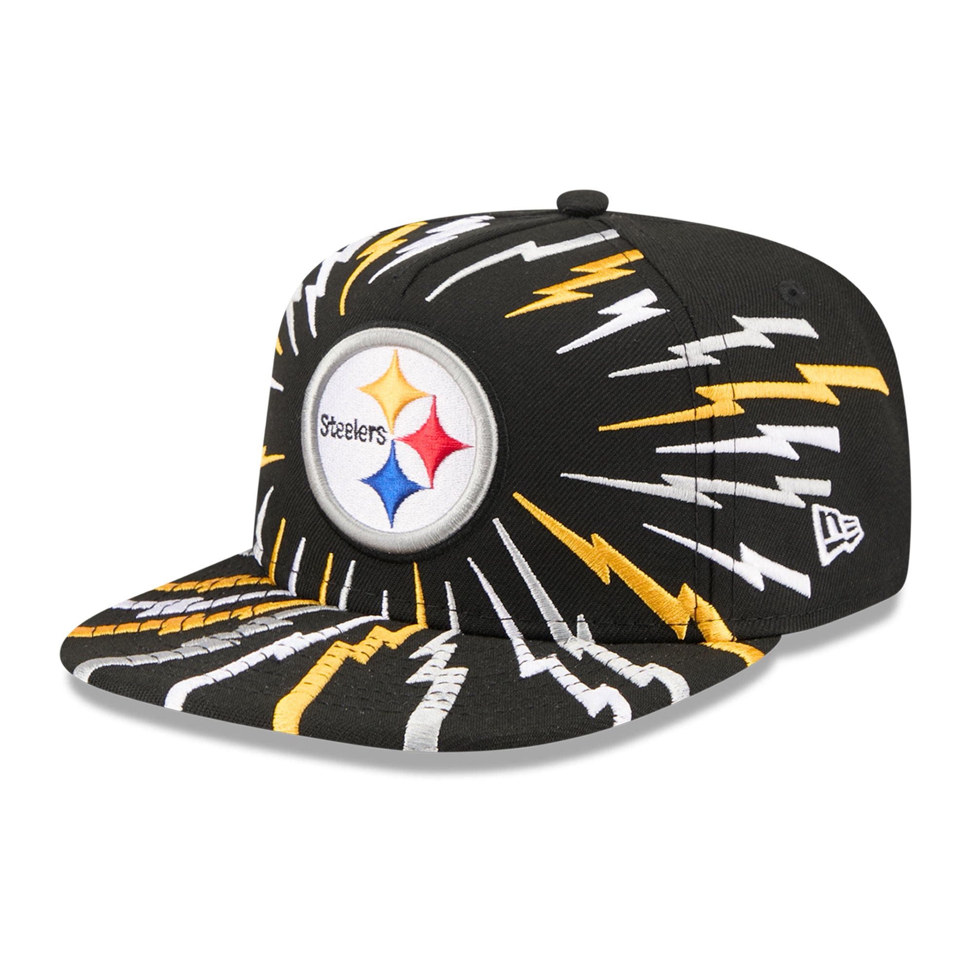 Youth New Era Black Pittsburgh Steelers Bolt A-Frame 9FIFTY Snapback Hat