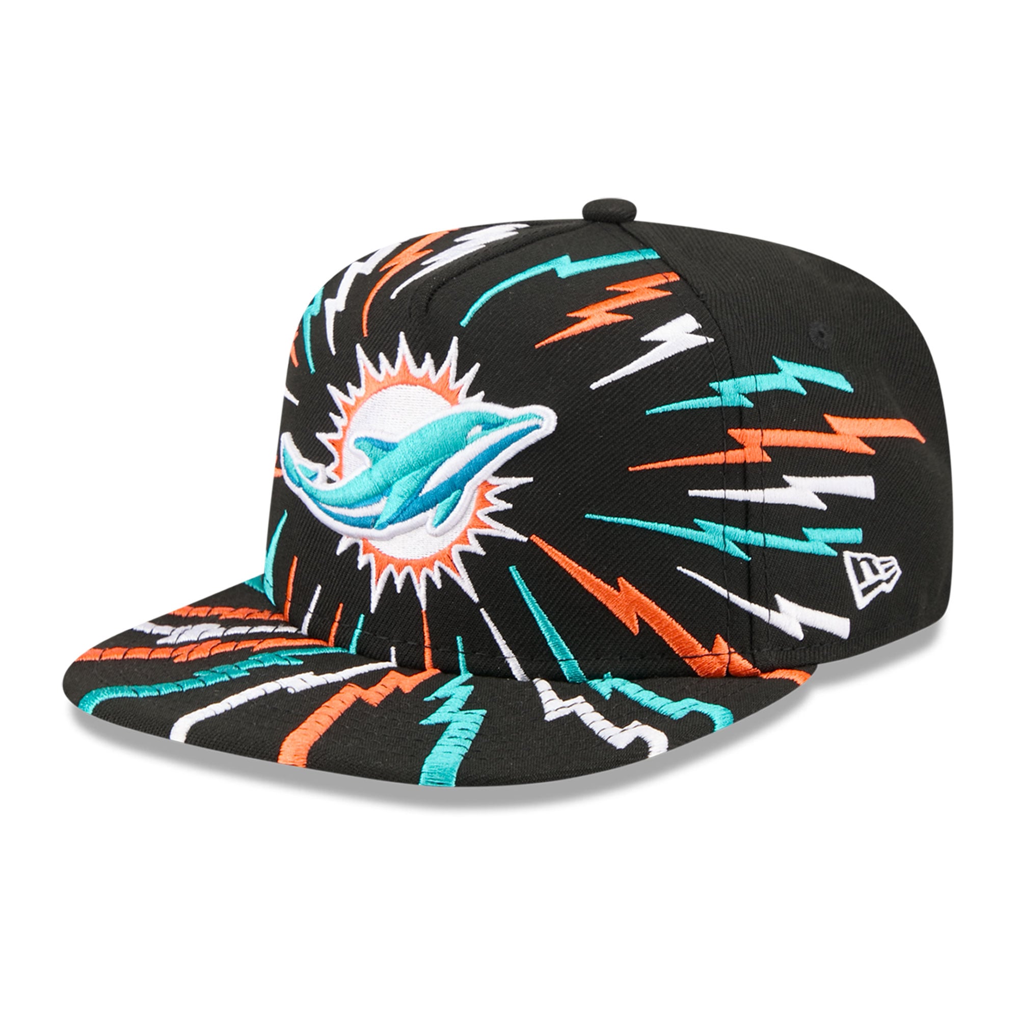 Youth New Era Black Miami Dolphins Bolt A-Frame 9FIFTY Snapback Hat