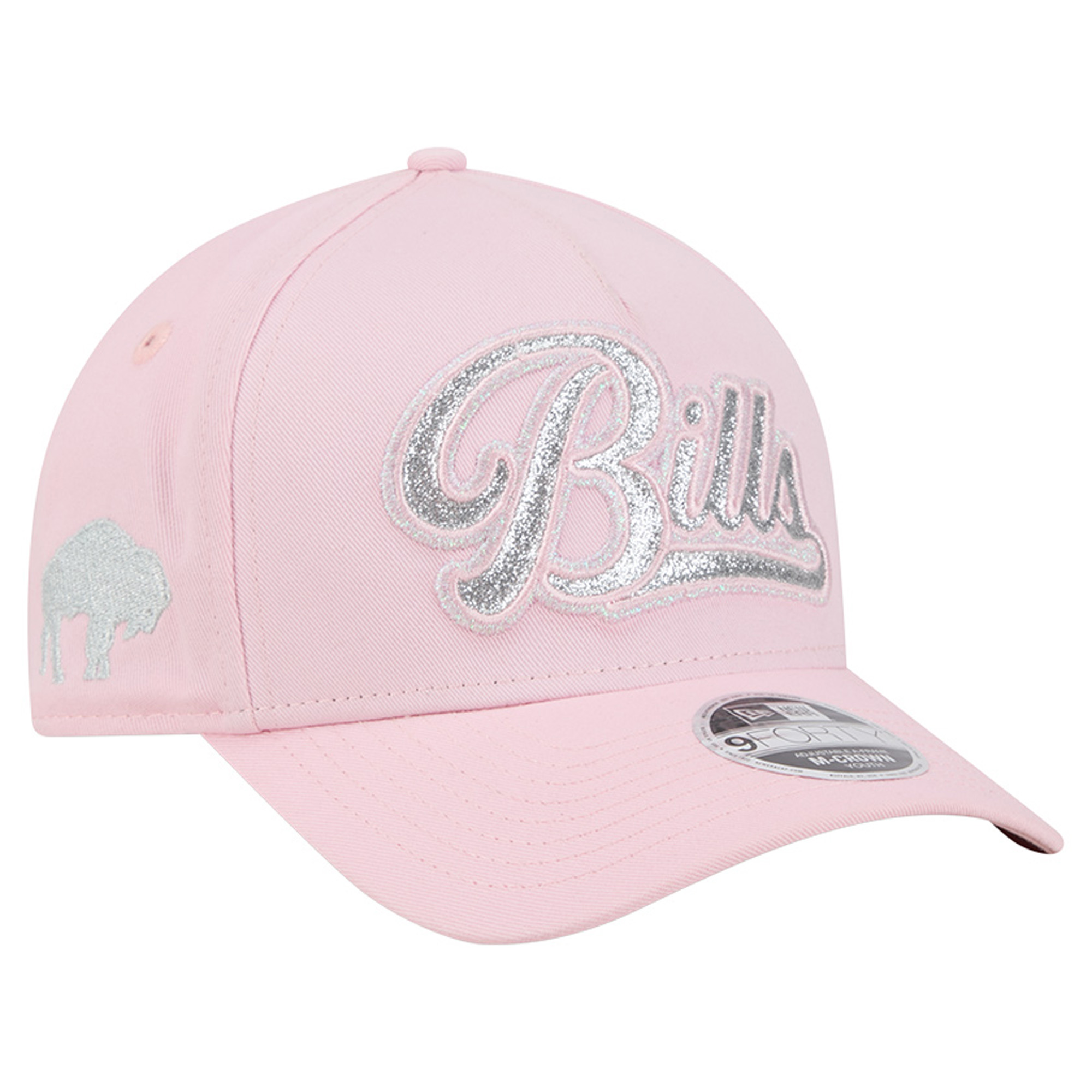 Girls' New Era Pink Buffalo Bills Throwback Glitz A-Frame 9FORTY Adjustable Hat