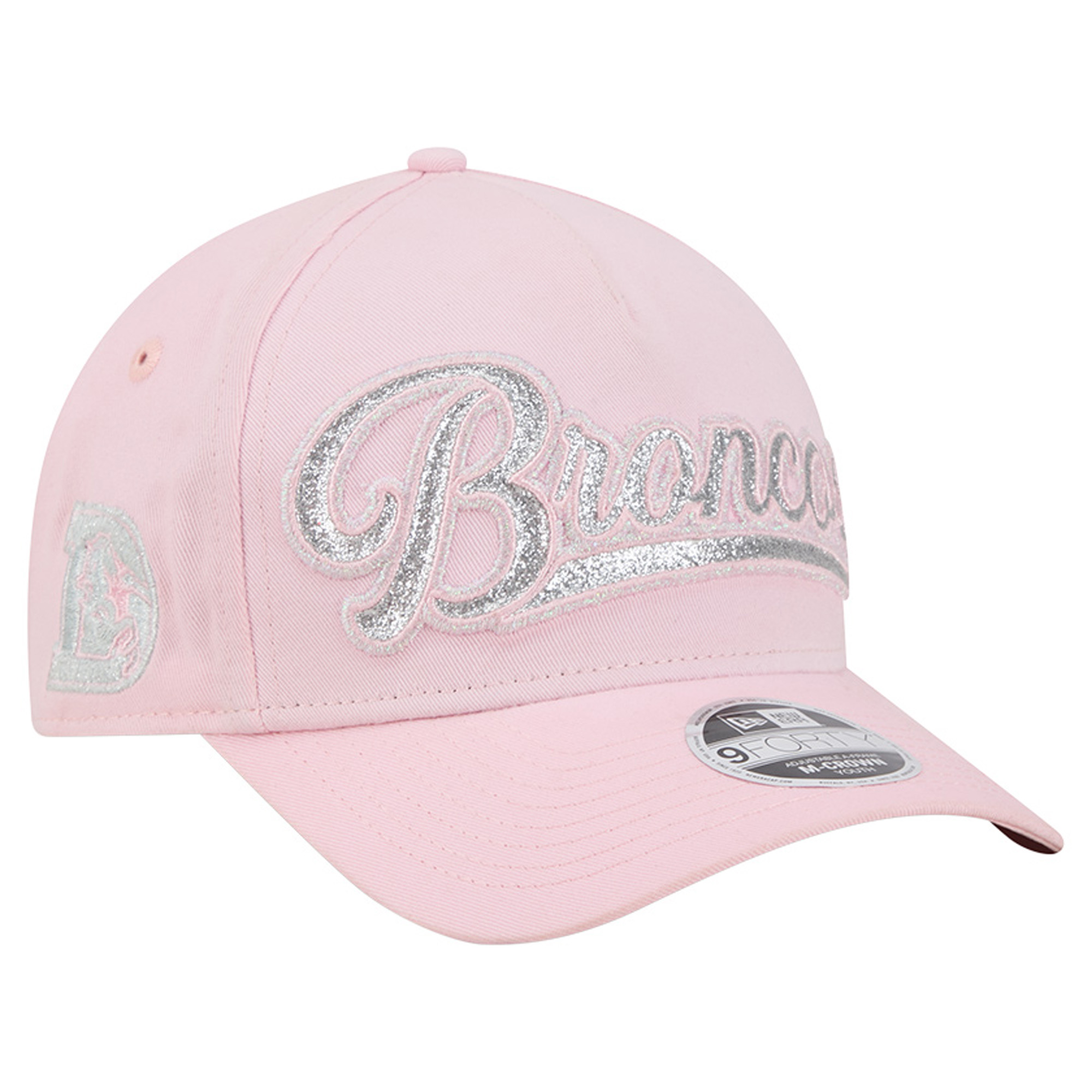 Girls' New Era Pink Denver Broncos Throwback Glitz A-Frame 9FORTY Adjustable Hat