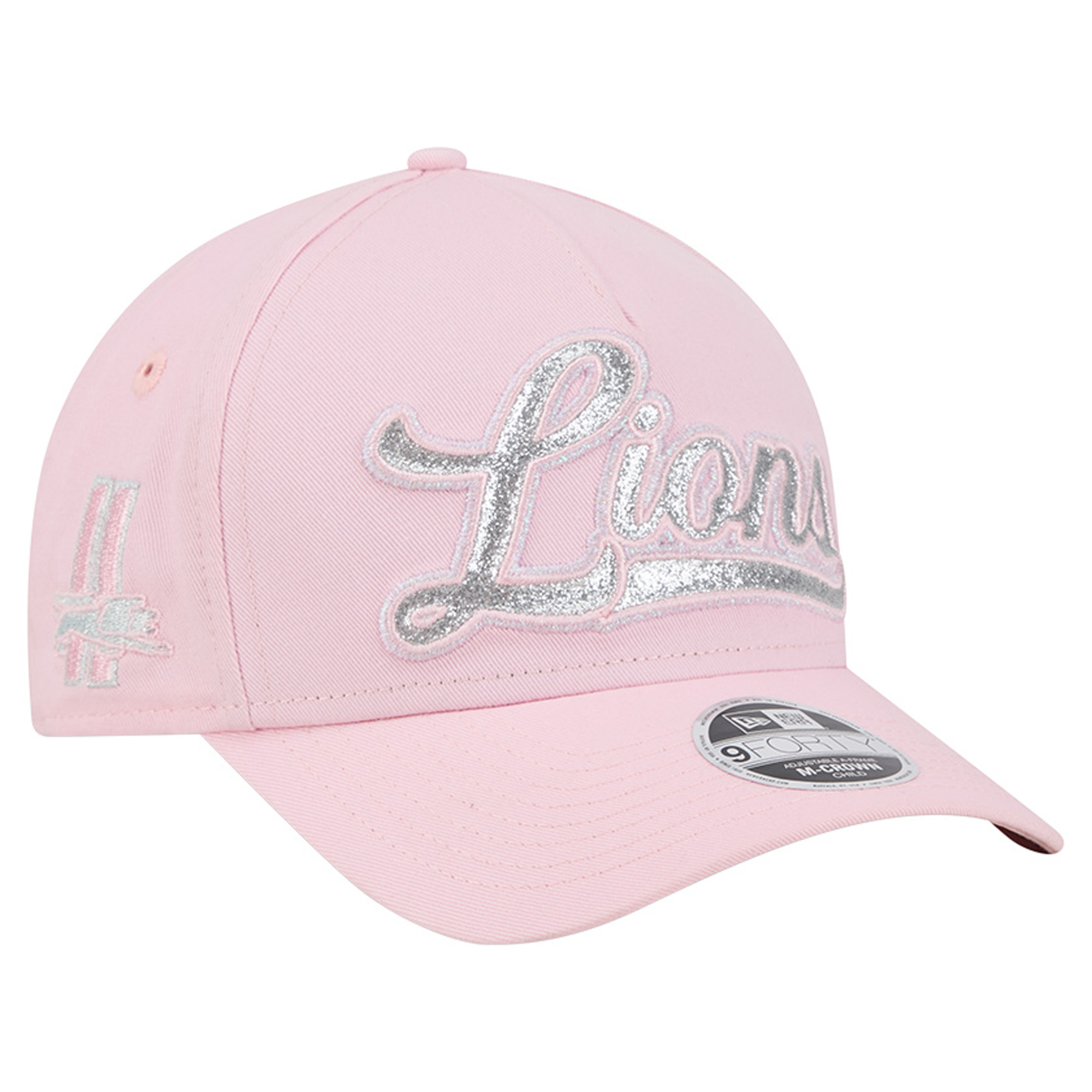 Girls' New Era Pink Detroit Lions Throwback Glitz A-Frame 9FORTY Adjustable Hat