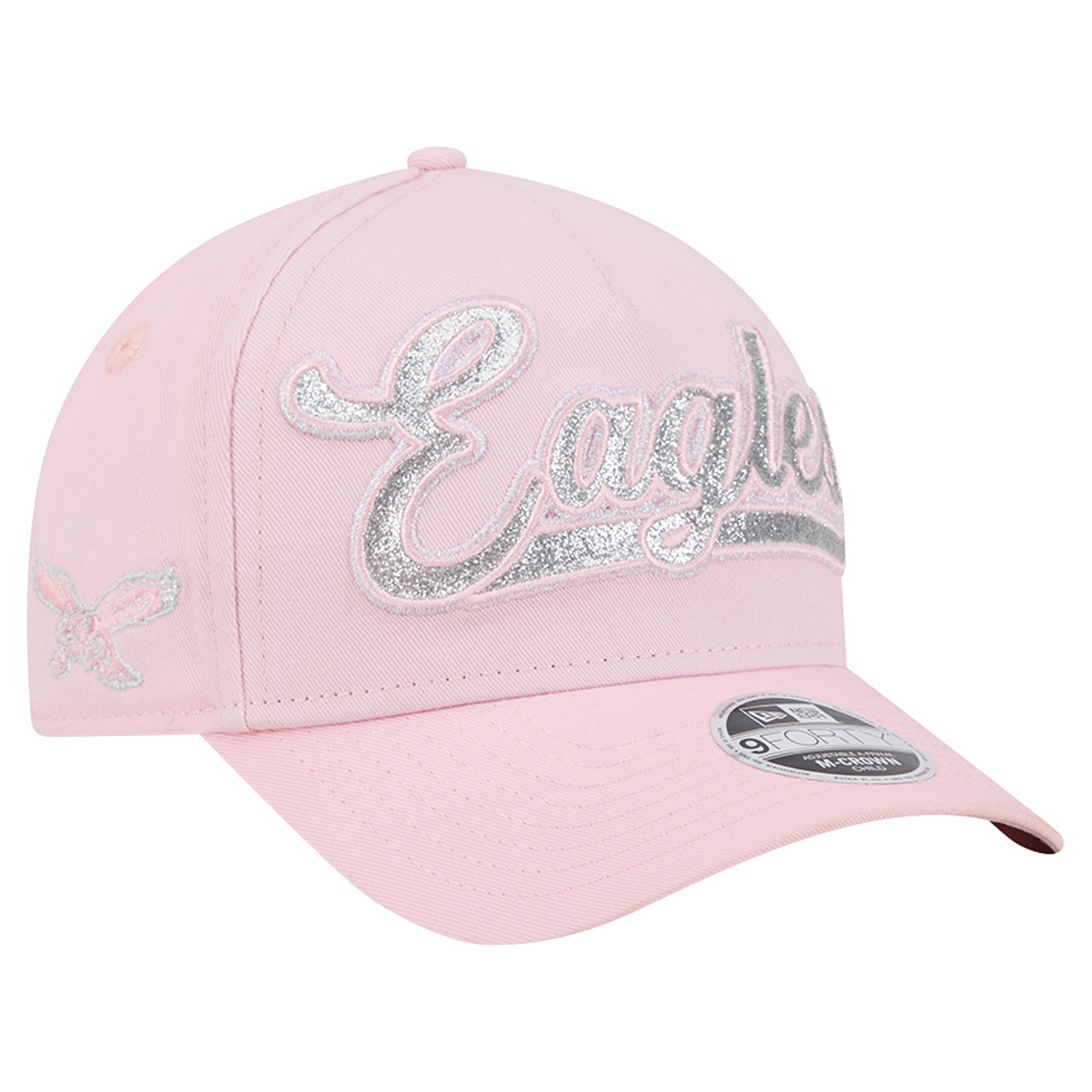 Girls' New Era Pink Philadelphia Eagles Throwback Glitz A-Frame 9FORTY Adjustable Hat