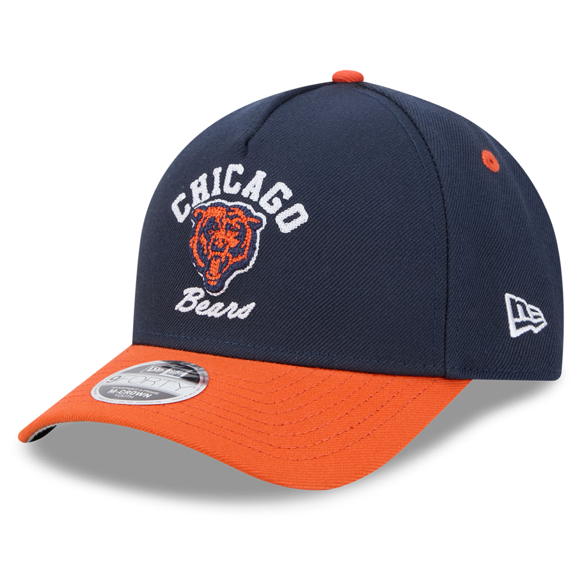 Preschool New Era Navy Chicago Bears Arch 9FORTY A-Frame M-Crown Adjustable Hat