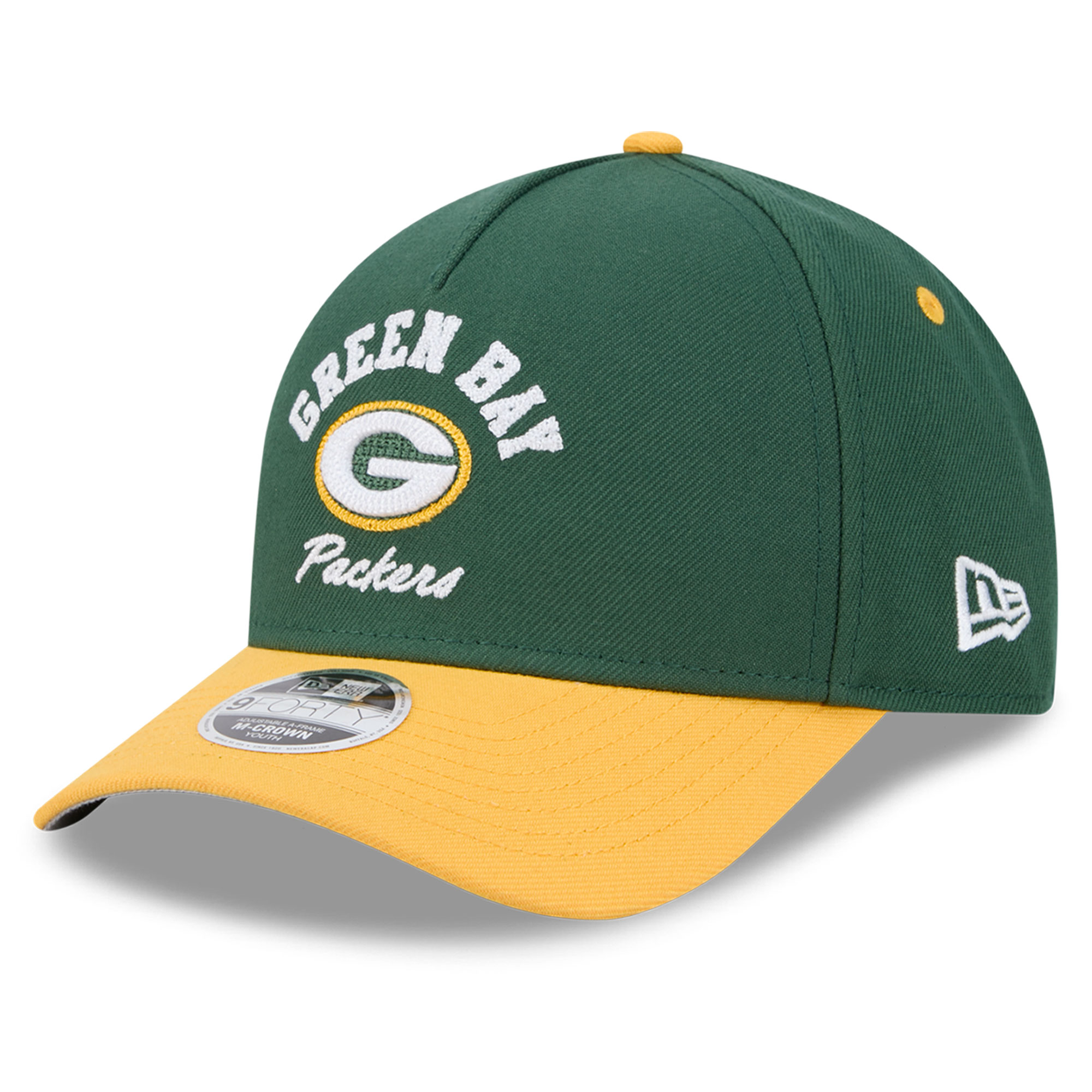 Preschool New Era Green Green Bay Packers Arch 9FORTY A-Frame M-Crown Adjustable Hat