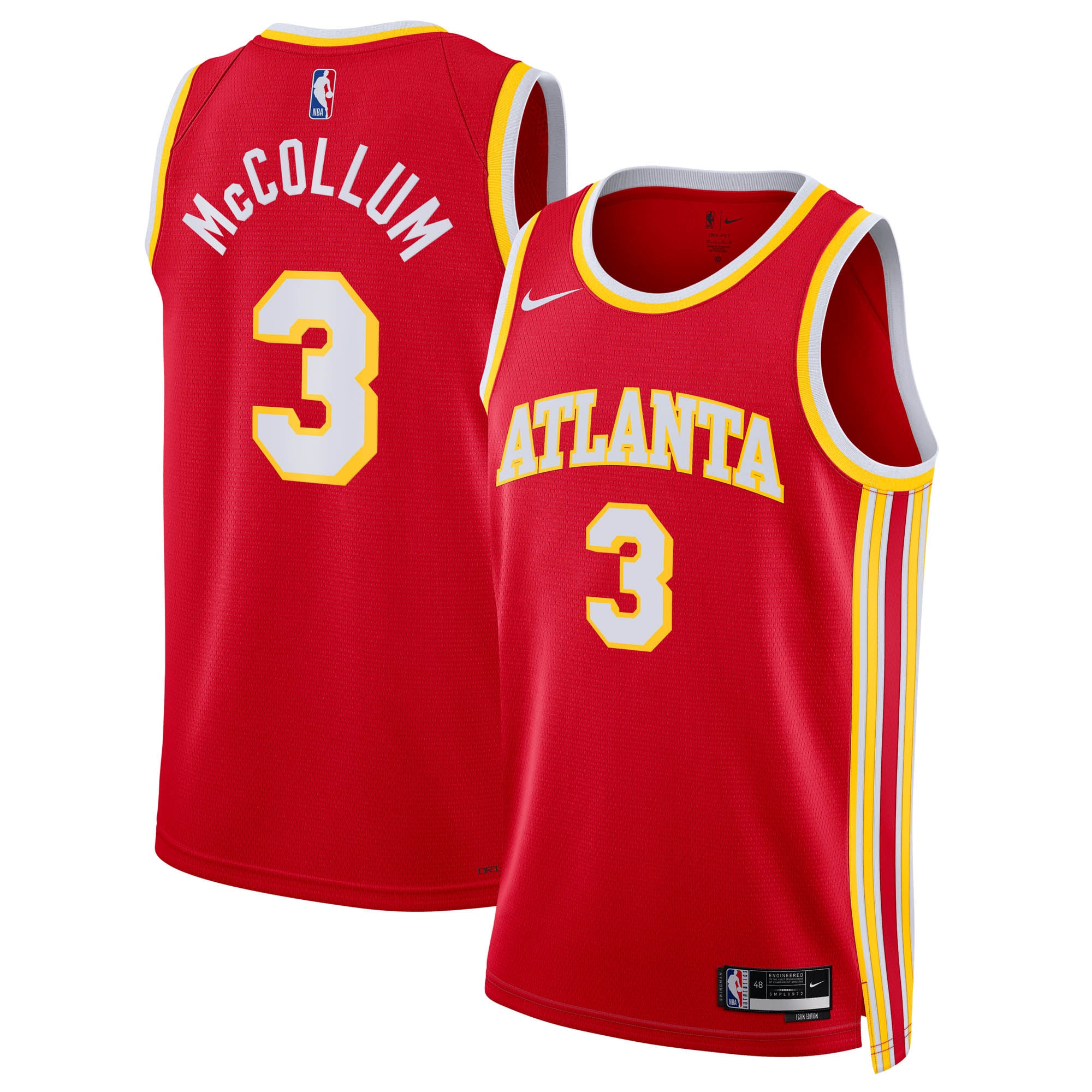 Camiseta Nike Icon Edition Swingman de los Atlanta Hawks - Roja - CJ McCollum - Unisex