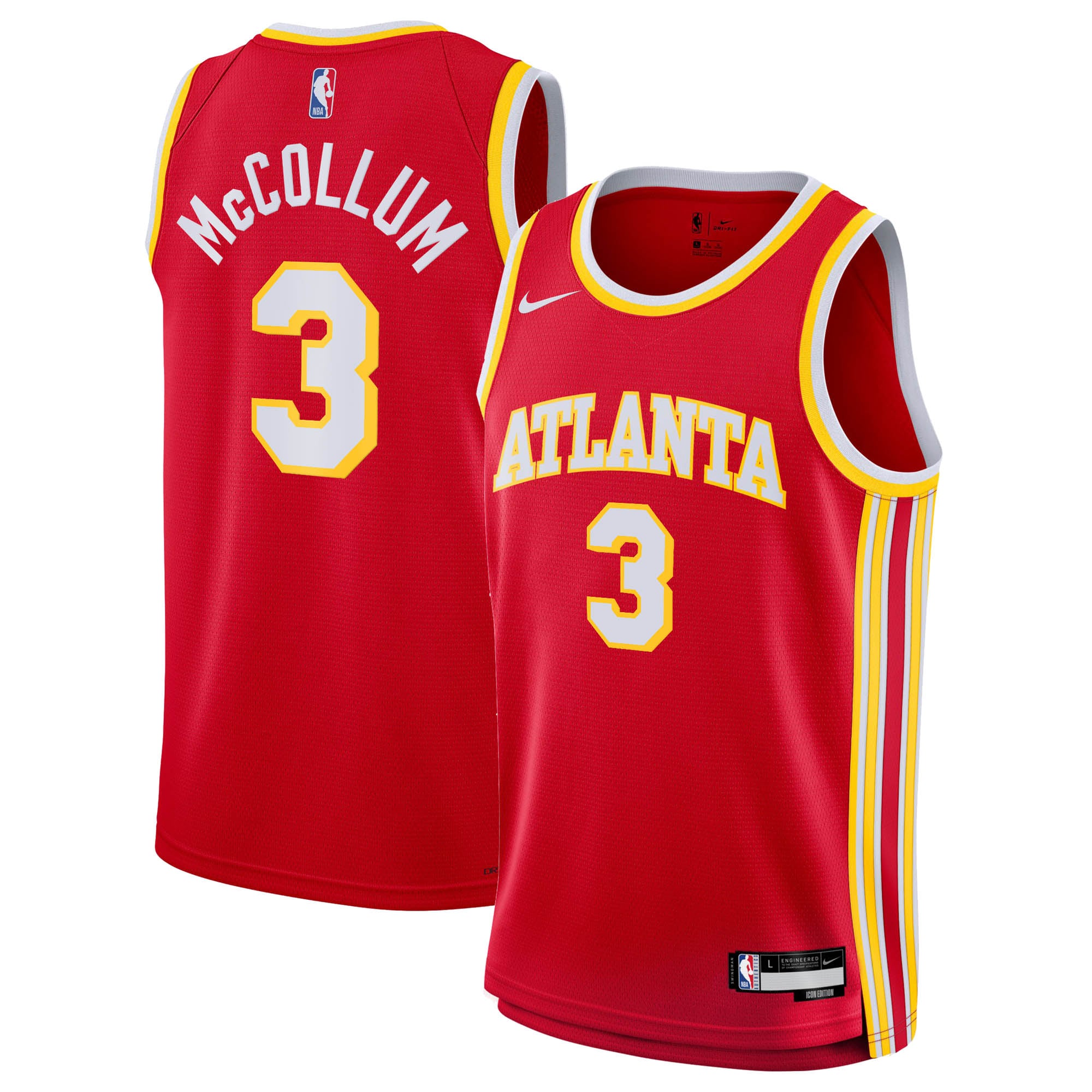 Camiseta Nike Icon Edition Swingman de los Atlanta Hawks - Roja - CJ McCollum - Juvenil