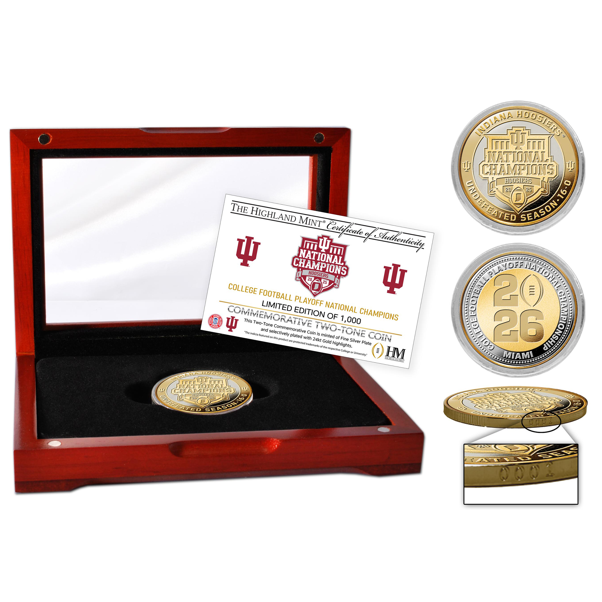 Highland Mint Indiana Hoosiers College Football Playoff 2025 National Champions Two-Tone Coin