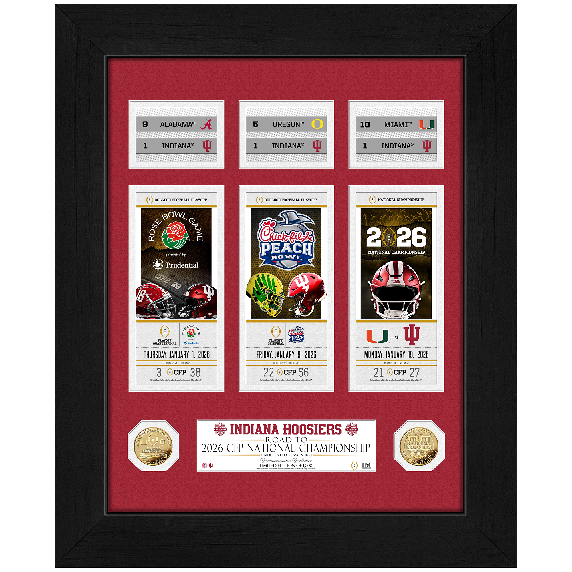 Highland Mint Indiana Hoosiers College Football Playoff 2025 National Champions 22" x 26" Deluxe Road To The Championship Gold Coin Photo Mint