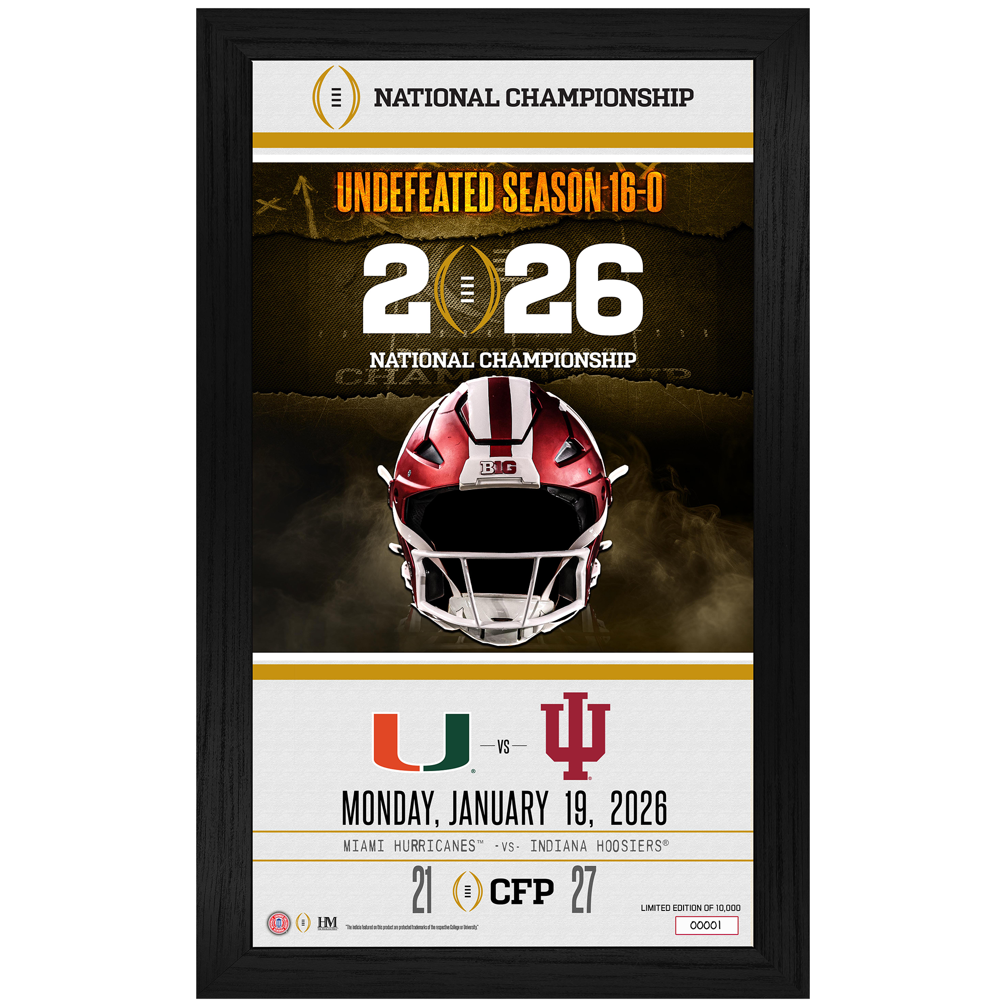 Highland Mint Indiana Hoosiers College Football Playoff 2025 National Champions 15″ x 24″ Game Day Framed Photo Highland Mint Indiana Hoosiers College Football Playoff 2025 National Champions 15″ x 24″ Game Day Framed Photo