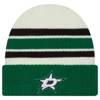 Men's New Era  Cream/Kelly Green Dallas Stars Vintage Cuffed Knit Hat