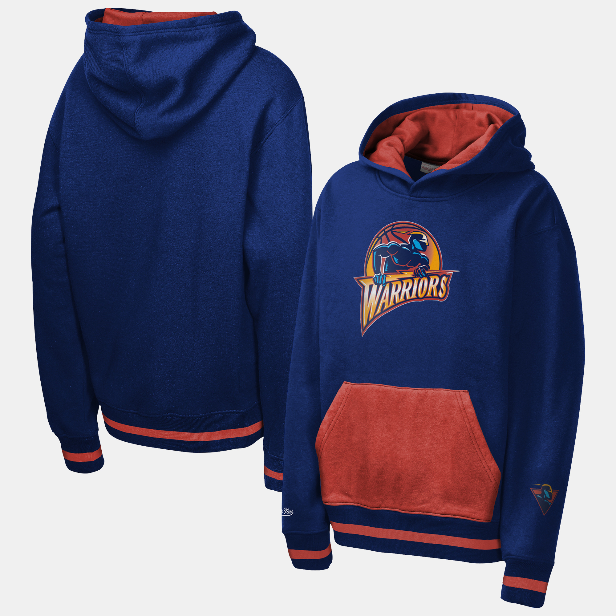 Youth Mitchell & Ness  Navy Golden State Warriors Playmaker Fashion Fleece Hoodie