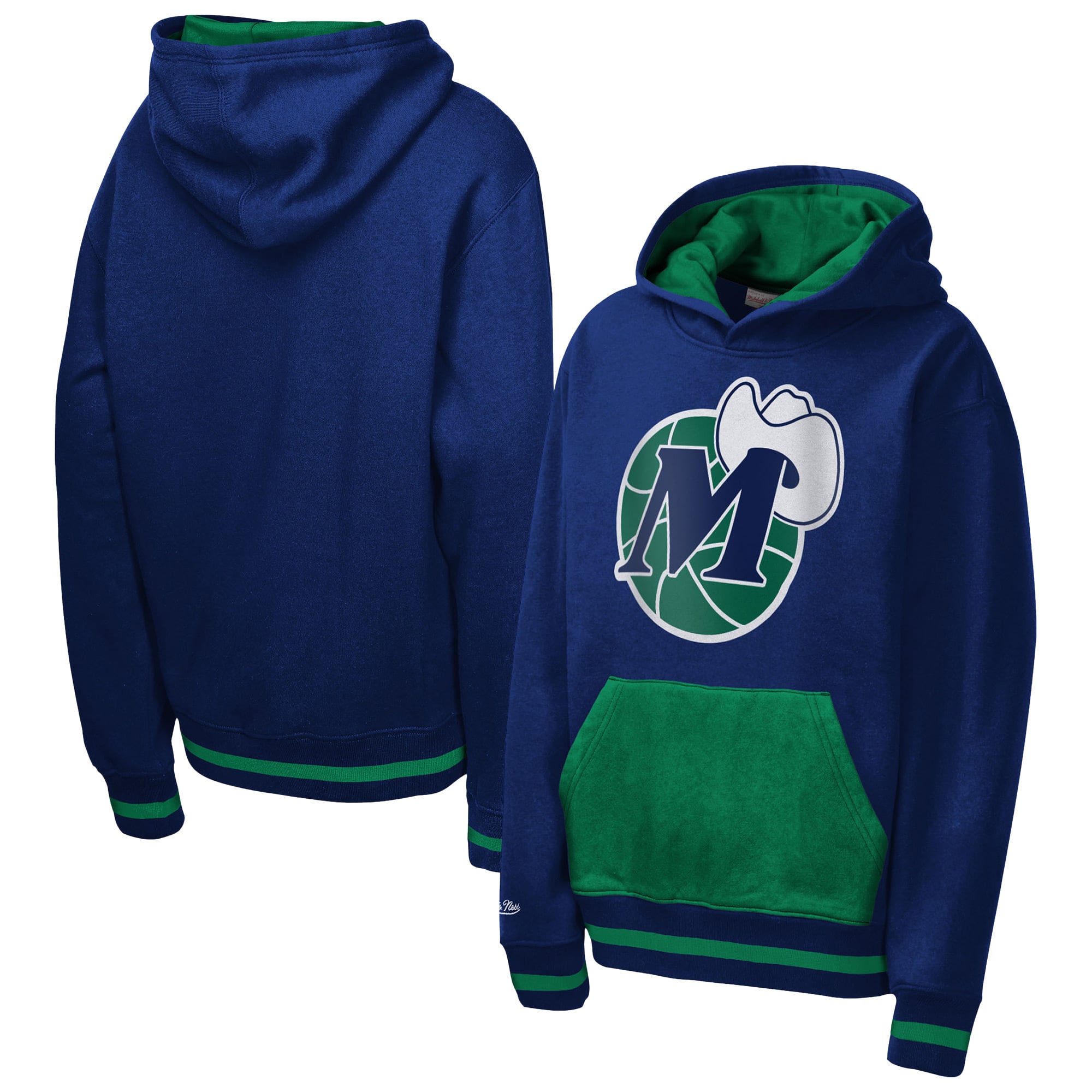 Youth Mitchell & Ness  Navy Dallas Mavericks Playmaker Fashion Fleece Hoodie