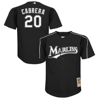 Youth Mitchell & Ness Miguel Cabrera Black Florida Marlins Mesh Batting Practice Replica Jersey
